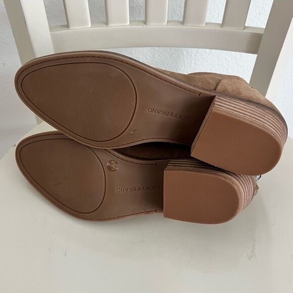 Lucky Brand Women's LK-Fai Ankle Booties in Sesame Oiled Leather Suede Size 8.5 - Picture 9 of 11